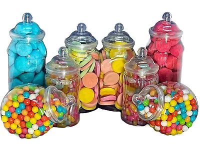 Buy 8 Mixed Plastic Sweet Jars TWO STYLES OF LID Candy Buffet Storage Party Wedding • 12.99£
