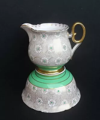 Buy A Shelley  Gold Blossom Chintz  13001 Ripon Shape Milk Jug & Sugar Bowl. C.1940. • 85£