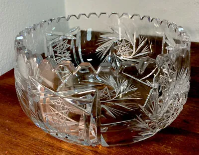 Buy Beautiful Vtg Cut Glass Crystal Pinwheel Star Of David Sawtooth Bowl Excellent • 24.06£