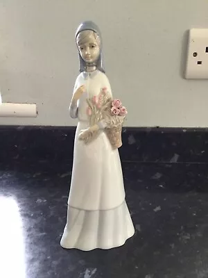 Buy Lladro Style Girl With Flower Basket Figurine • 5£