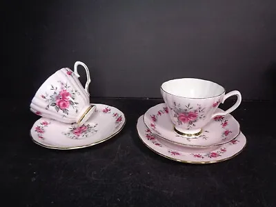 Buy Colclough Bone China Pink Floral Roses - Tea Cup Saucer & Plate Trio Set • 6.99£