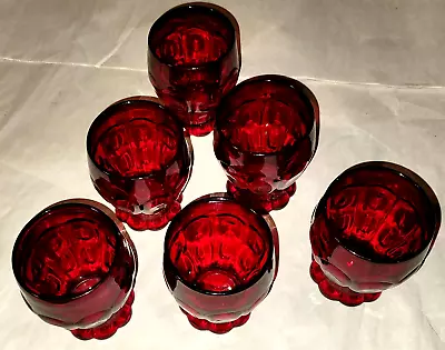 Buy Lot Of 6 Ruby Red Glass Goblet Juice Tumblers Glasses Cups 4 1/4  Tall  • 43.43£