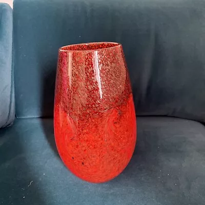 Buy Strathearn  Glass Orange Bulb Cylinder Vase Leaping Salmon Motif Pontil Mark • 55£