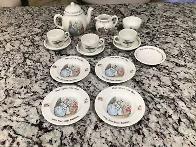 Buy Vintage Wedgewood Children's China Tea Set Beatrix Potter Peter Rabbit 15 Pc • 64.13£
