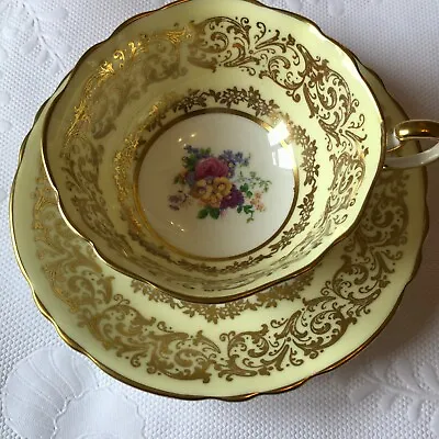 Buy Vintage Paragon Cabinet Tea Cup & Saucer Yellow & Gold Fluted Bowl Shape 1936-49 • 47£