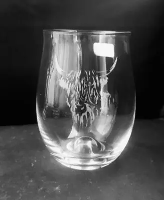 Buy Highland Cow Engraved Dartington Crystal Stemless Wine Glass Laser Engraved  • 13.95£