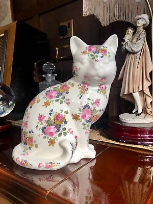 Buy Vintage Cat Ornament, Staffordshire Iron Ware, Floral Design. • 15£