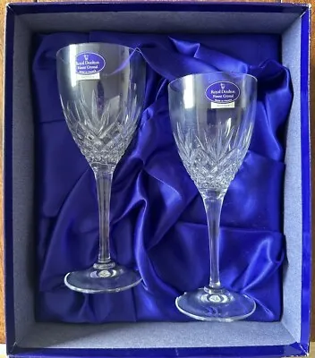 Buy 2 X Royal Doulton Crystal Monique 7 5/8  Wine Glasses With Box • 38.99£