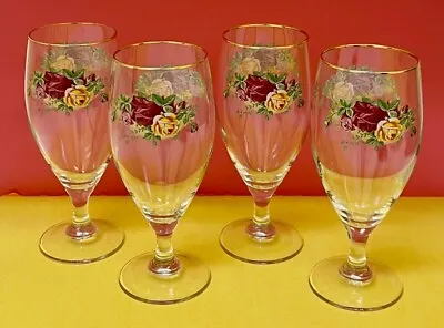 Buy ROYAL ALBERT England OLD COUNTRY ROSES 7 5/8  ICED TEA GLASSES Set Of 4 • 58.38£