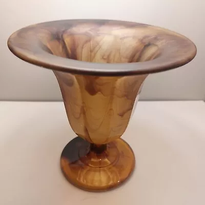 Buy Vintage Art Deco Amber Cloud Glass Vase Pattern 293 Flower Vase • 65£