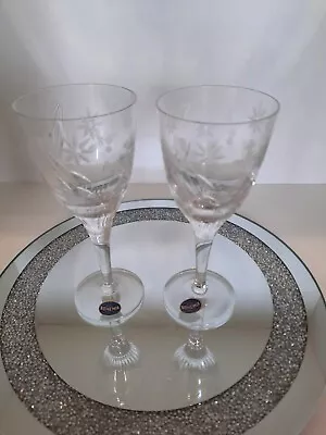 Buy (B) Vintage Bohemia Hand Cut 24% Lead Crystal Wine /Claret Glasses • 12£