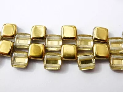 Buy 6(mm) TWO HOLE CZECH TILE BRICK GLASS SQUARE RECTANGULAR SPACER BEADS - (20PCS) • 1.29£