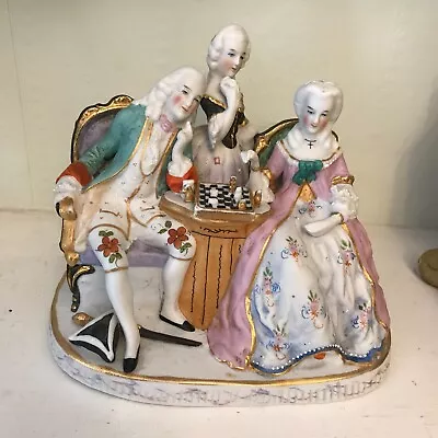 Buy Antique German Bisque Porcelain Chess Players Figures C.1870 Ladies And Man Set • 45£