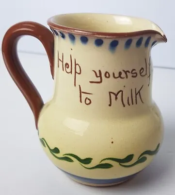 Buy VINTAGE Torquay Motto Ware Pottery Milk Jug  Help Yourself To Milk  H11cm Flaw • 3.99£