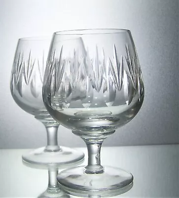 Buy Pair Signed STUART Lead Crystal SALISBURY Cut Whisky Brandy Glasses - 12cm • 20£