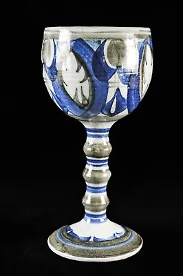 Buy Alan Caiger-smith (1930-1920) - Aldermaston Blue Knopped Goblet - Date Mark 1960 • 35£