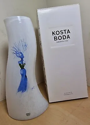 Buy Kosta Boda Catwalk Art Glass Vase Kjell Engman White Blue • 150£