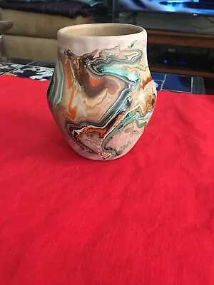 Buy Vtg NEMADJI INDIAN  POTTERY  NATIVE CLAY VASE SWIRLED BY AMERICAN INDIANS Wow • 57.62£