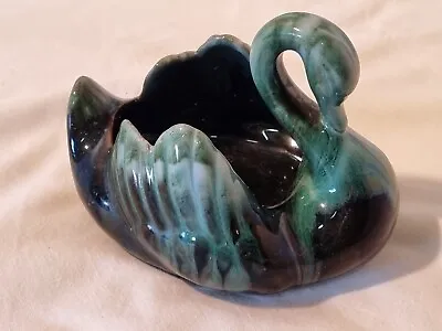 Buy 5.25  Blue Mountain Pottery Ltd From Canada Mottled Green Swan Posy Pottery Bowl • 14.85£