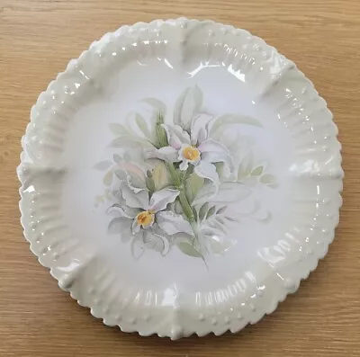 Buy Vintage BLAKENEY England Pottery, Ceramic FLORAL Decorative Plate 9  WHITE BEIGE • 15.60£