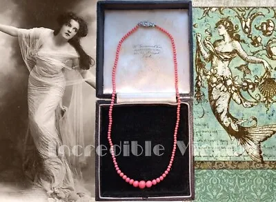 Buy Antique Art Deco Bohemian Czech PINK CORAL Glass Seed Beads Necklace Bridal Gift • 54.95£