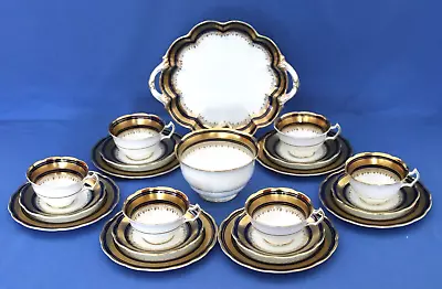 Buy Vintage George Jones Crescent China Blue And Gold Tea Set - 20 Pieces. • 19.99£