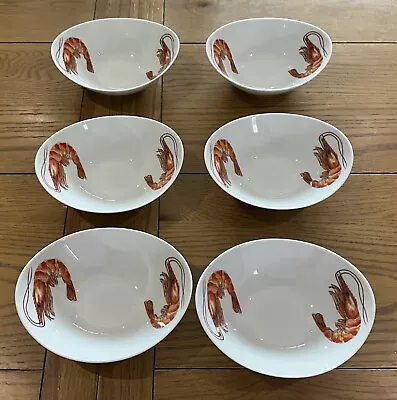 Buy Set Of 6 Richard Bramble Prawn / Shrimp Design 18cms Oval Bowls In Exc/con • 99.95£
