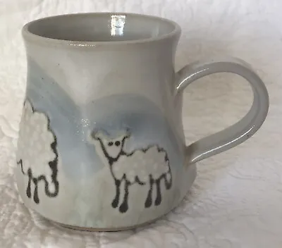 Buy Studio Pottery Mug Stoneware Sheep & Lambs Unknown Studio Stamp Northumberland? • 10£