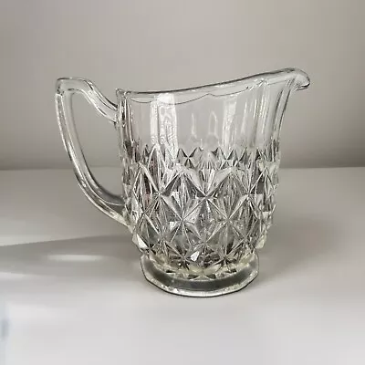 Buy Vintage Glass Jug Pitcher Crystal Cut Patterned Footed Mid Century Modern 15cm • 12.50£