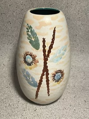 Buy West German Vase Hand Painted Ceramic Floral Art Pottery Mid Century Modern • 14.99£