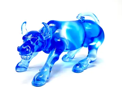 Buy Superb Eye Catching Art Glass French Blue Bull Sculpture Daum Lalique Style • 35£
