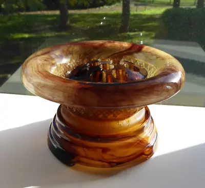 Buy Rare Complete Antique Davidson Cloud Art Glass Posy Vase Flower Frog & Plinth • 20£
