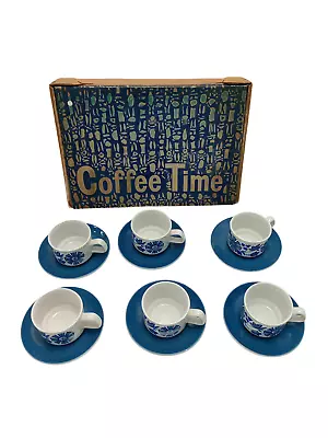 Buy Staffordshire Potteries Floral Cup + Saucer Set Tableware Kitchenware Blue  • 6.99£
