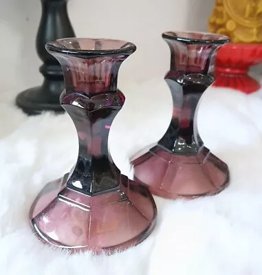 Buy Vintage Purple Glass Candle Holders • 18.03£