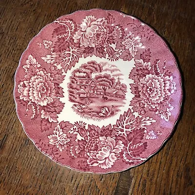 Buy Enoch Woods Ware Red Pink English Scenery Saucer 14.5cm. Postage £3.69 For 5 • 1.99£