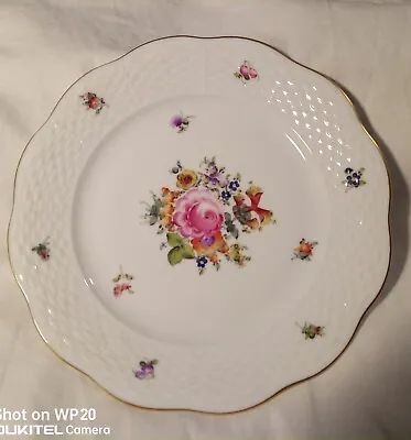 Buy Herend Hungary Rose Bouquet Hand Painted Side Plate Basket Weave Edge • 18.99£