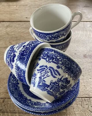 Buy English Ironstone Old Willow Cups And Saucers X4 • 3£