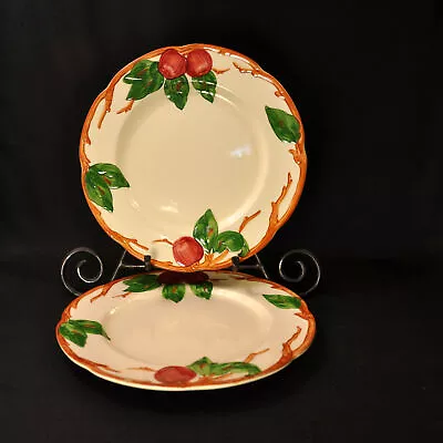 Buy Franciscan Apple Set 2 Luncheon Plates 9 5/8  Red Green Brown TV Mark 1958-1966 • 39.36£