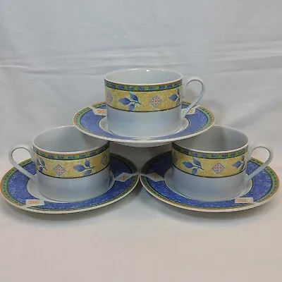 Buy Royal Norfolk  Diamond And Leaf  Design : Three Cups And Saucers Ceramic Pottery • 11.99£