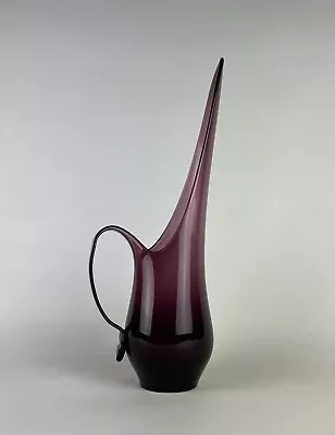 Buy Vintage MCM Viking Glass Amethyst Swung Vase Pitcher 17” Stunning Piece! • 133.31£