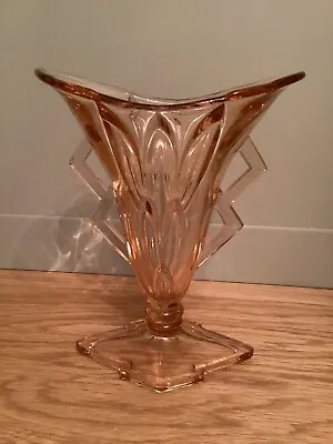 Buy Vintage Art Deco 1930s Pink Glass Vase By Stolzle Of Czechoslovakia  • 22£