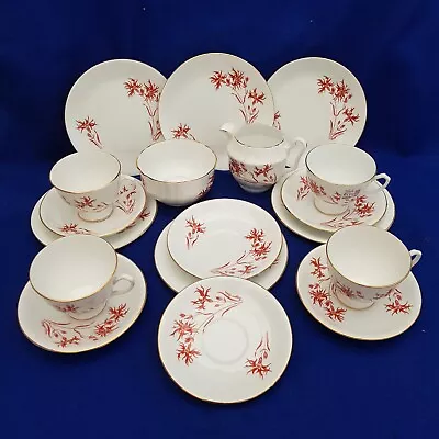 Buy Vintage Windsor Fine Bone China Floral Tea Set 18 Pieces Ragged Robin Pattern • 15.99£