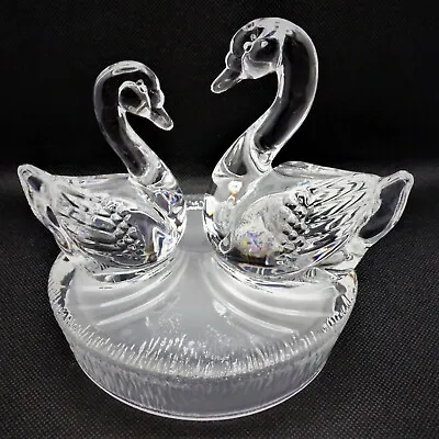 Buy Swan & Cygnet Glass Ornament Figurine 24% Lead Crystal RCR Home Birthday Gift • 17.95£