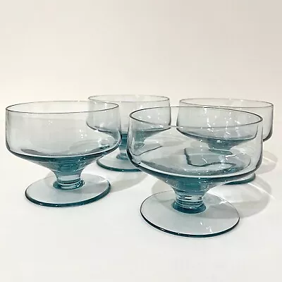 Buy Vintage Glass Bowls Dishes Blue Grey Desserts Starters Puddings 60s 70s Set Of 4 • 18.95£