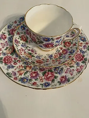 Buy Set 3 Tea Set Crown Staffordshire Bone China Cup Saucer Plate MI England • 20.87£