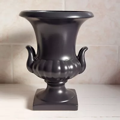 Buy Vintage Unmarked Urn Trophy Vase Black Ceramic Handles Interior H  23.5cm MCM • 30£
