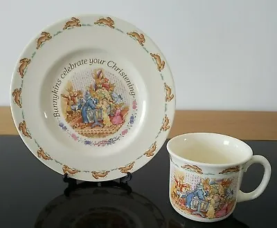 Buy Royal Doulton Bunnykins Plate And Mug Christening Set Bone China 1993 • 9£