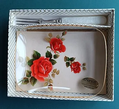 Buy Chance Glass Pilkington Cake Dish With Pearlised Fork • 4.50£