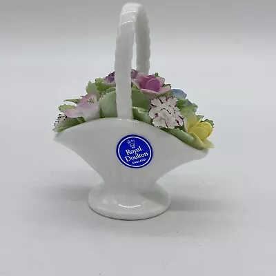 Buy Royal Doulton England Bone China Vintage Handled Basket Of Flowers Figurine • 23.97£