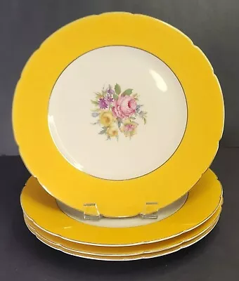 Buy Set Of 4 KPM Royal Ivory Dinner Plates Botanical Floral Gold 10 5/8  Rose Yellow • 61.67£